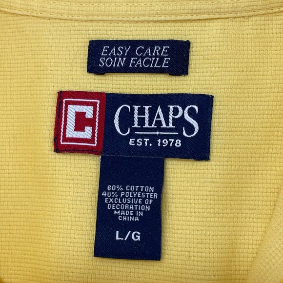 CHAPS / Ralph Lauren "Easy Care" Men's Large Short Sleeve, Yellow - Picture 3 of 5